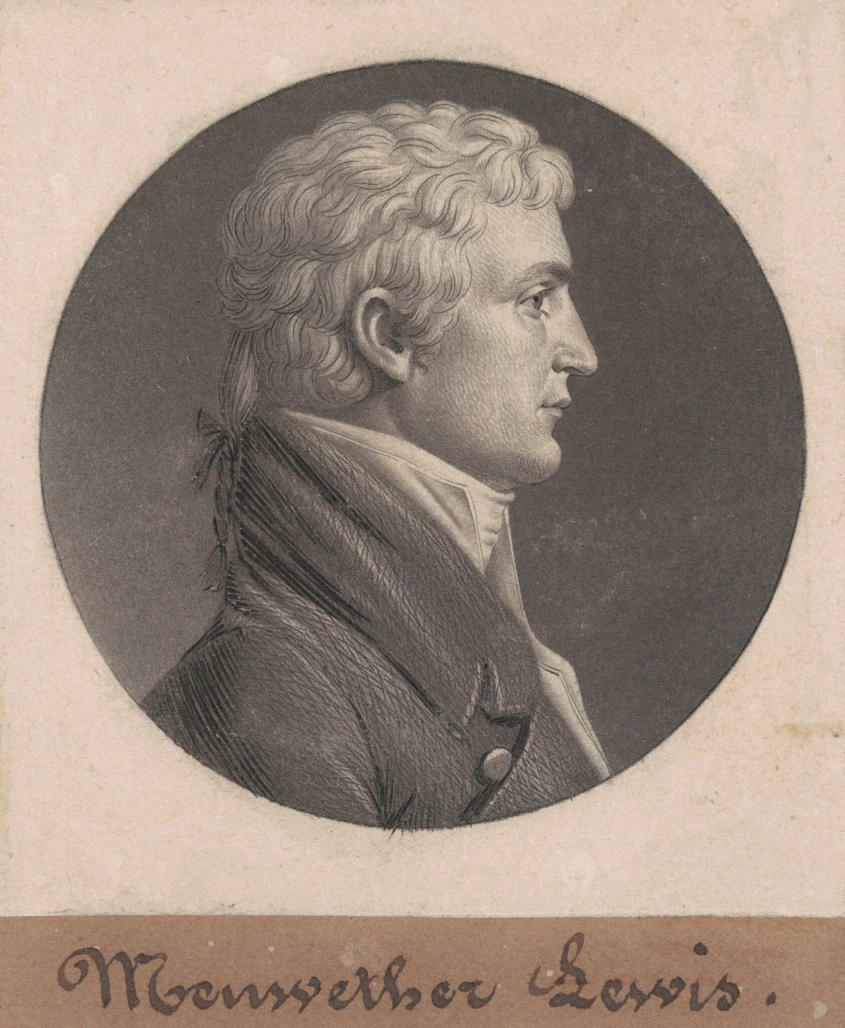 Meriwether Lewis, by Charles Balthazar Julien Févret de Saint-Mémin, ink, 1805