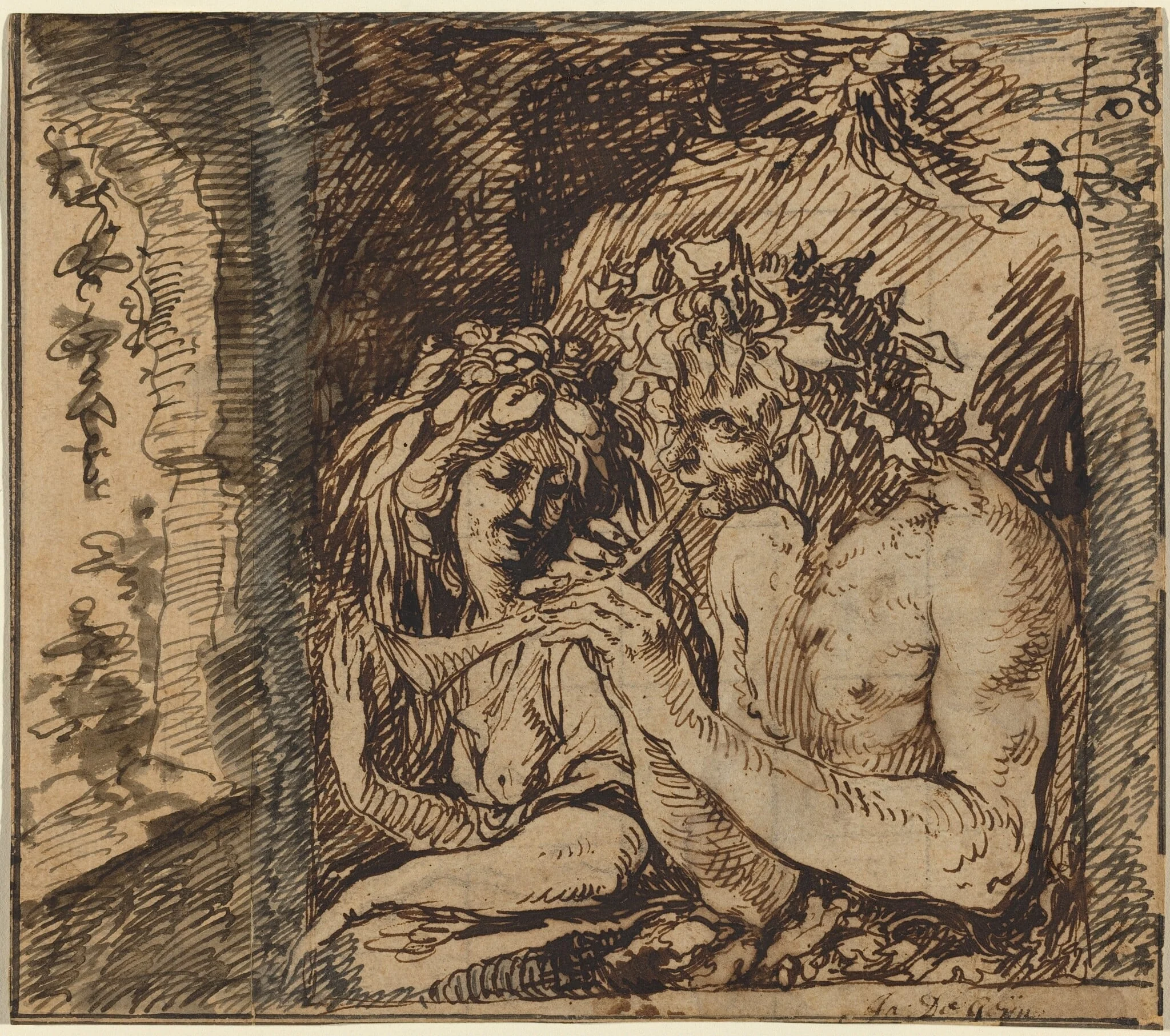 Bacchus and Ceres, by Jacques de Gheyn II, ink, 1597