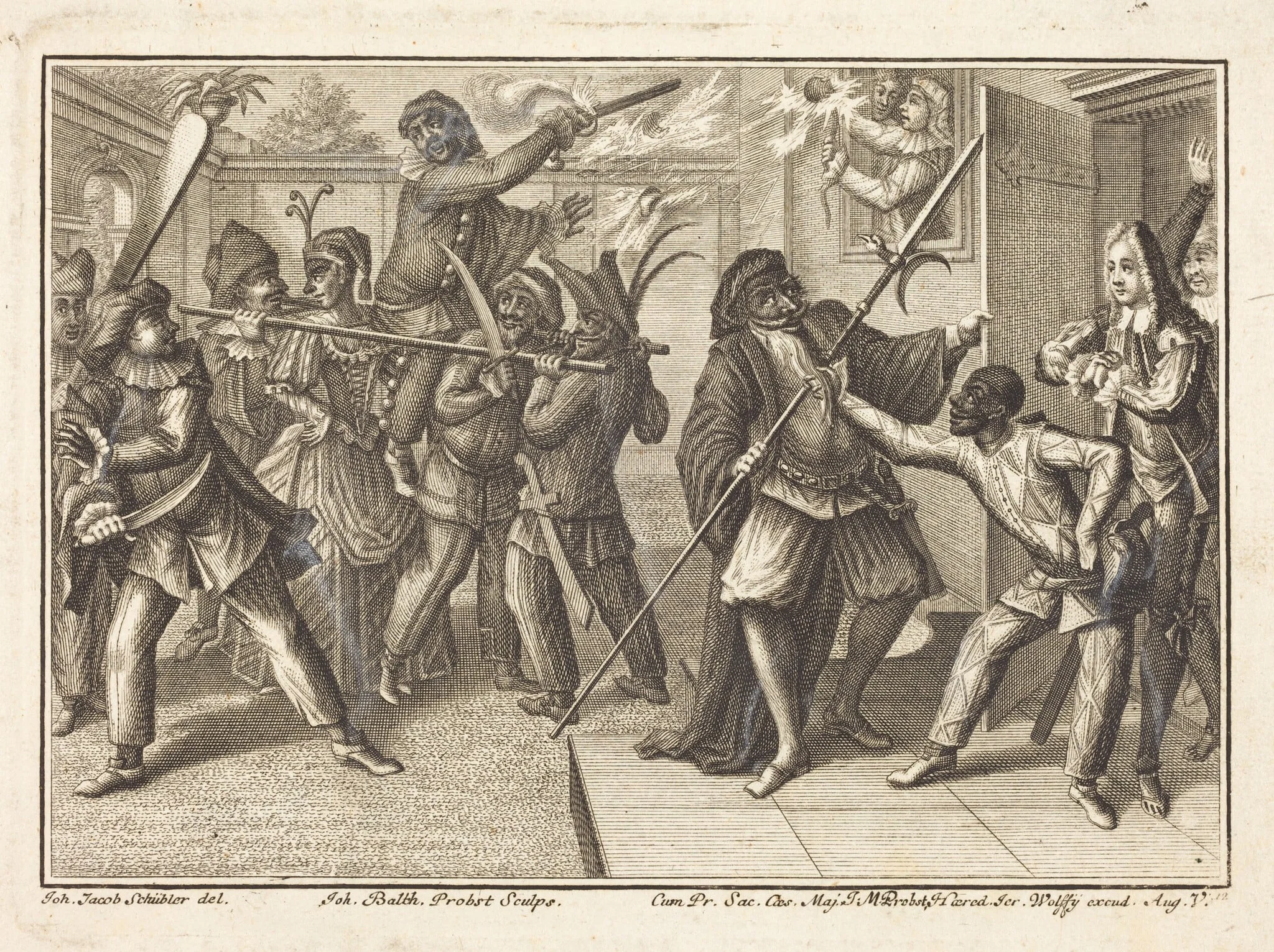 The Captain Regains His Freedom, by Johann Balthasar Probst, ink, 1729