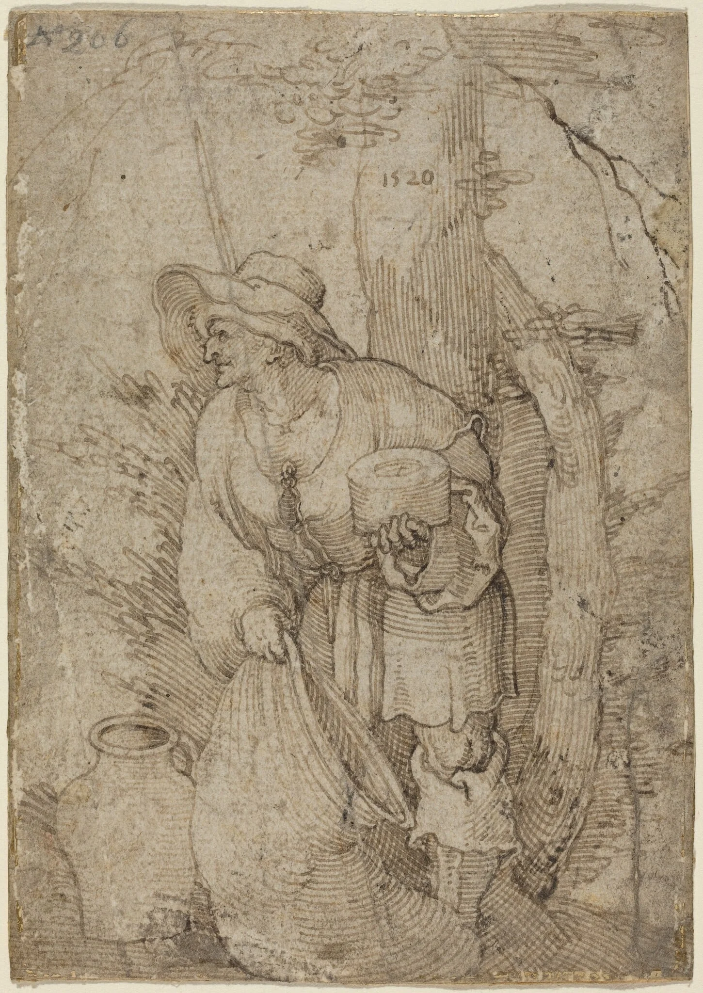 Old Man Standing under Tree