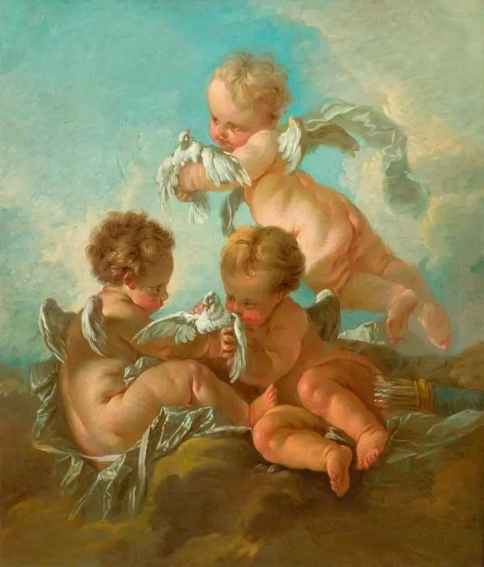 Air: Three Putti with Birds