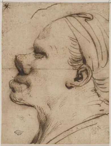 Caricature, a man's head in profile