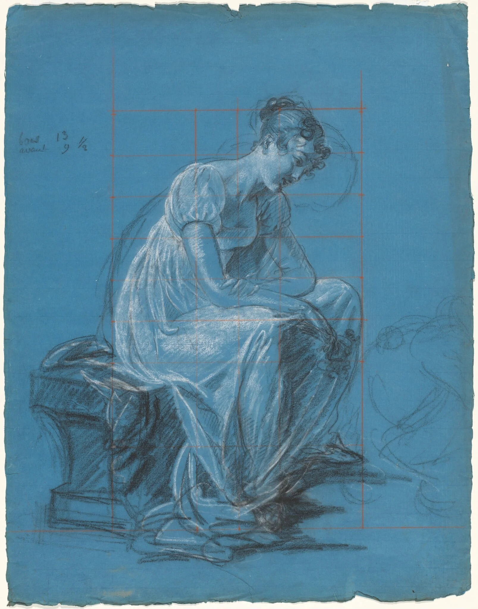 Seated Woman (recto), by Antoine Toussaint de Chazal, chalk, 1815