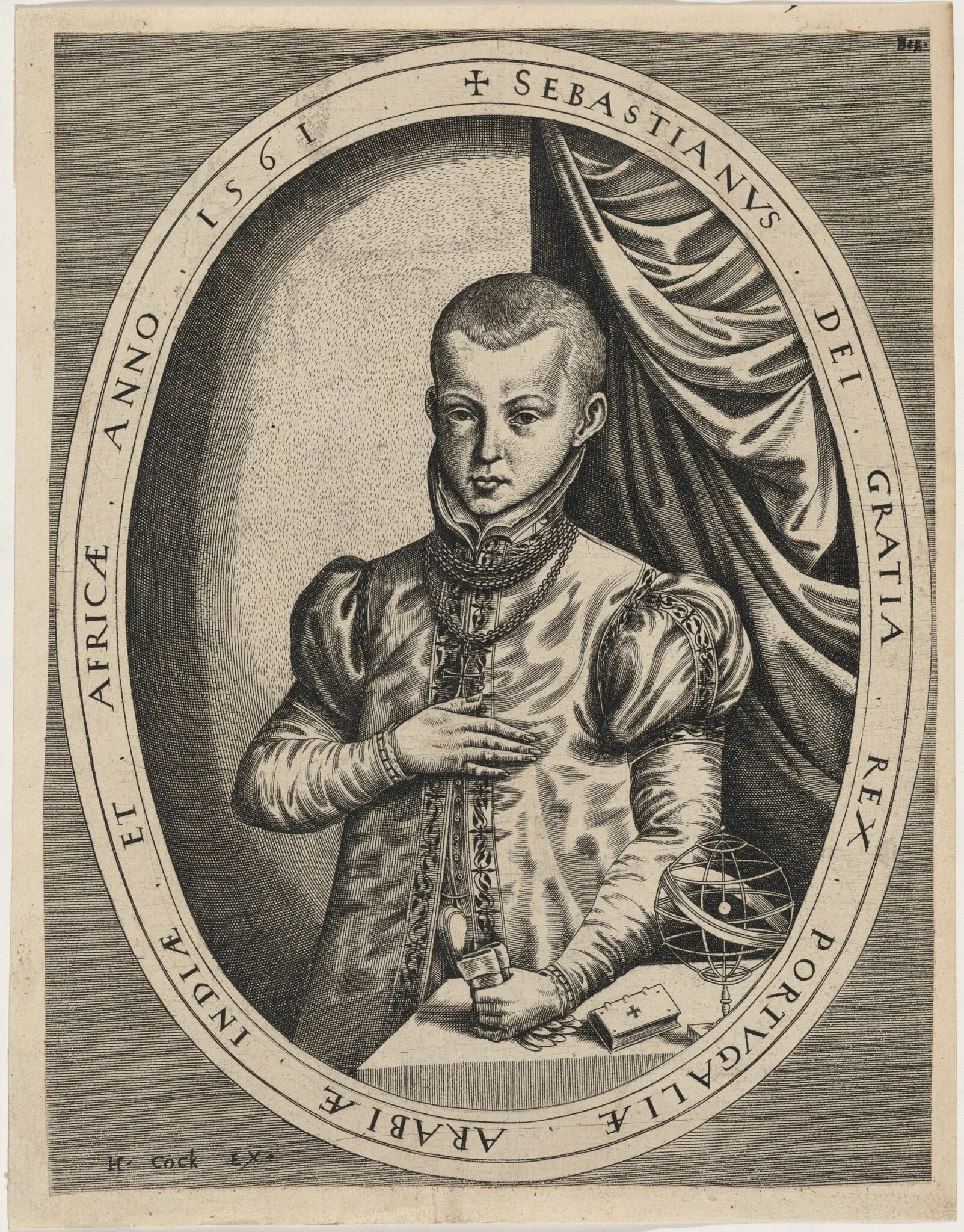 Sebastian, King of Portugal, by Hieronymus Cock, ink, 1540
