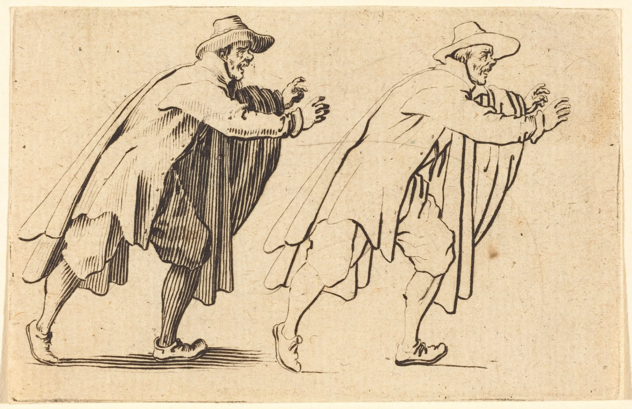 Man Moving Abruptly, by Jacques Callot, ink, 1622