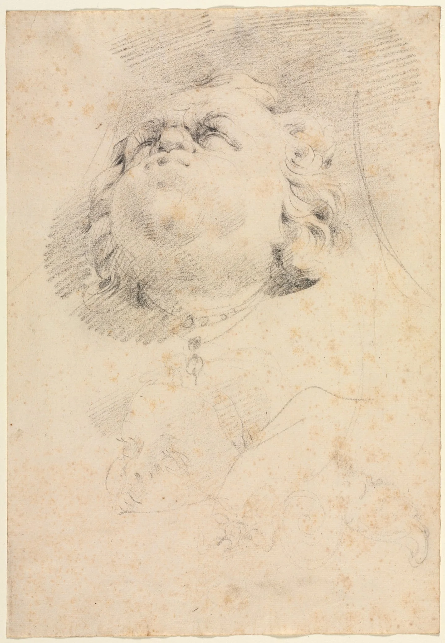 Sketch of a Heads after Giambologna's Neptune Fountain, by Christophe Veyrier, 1654