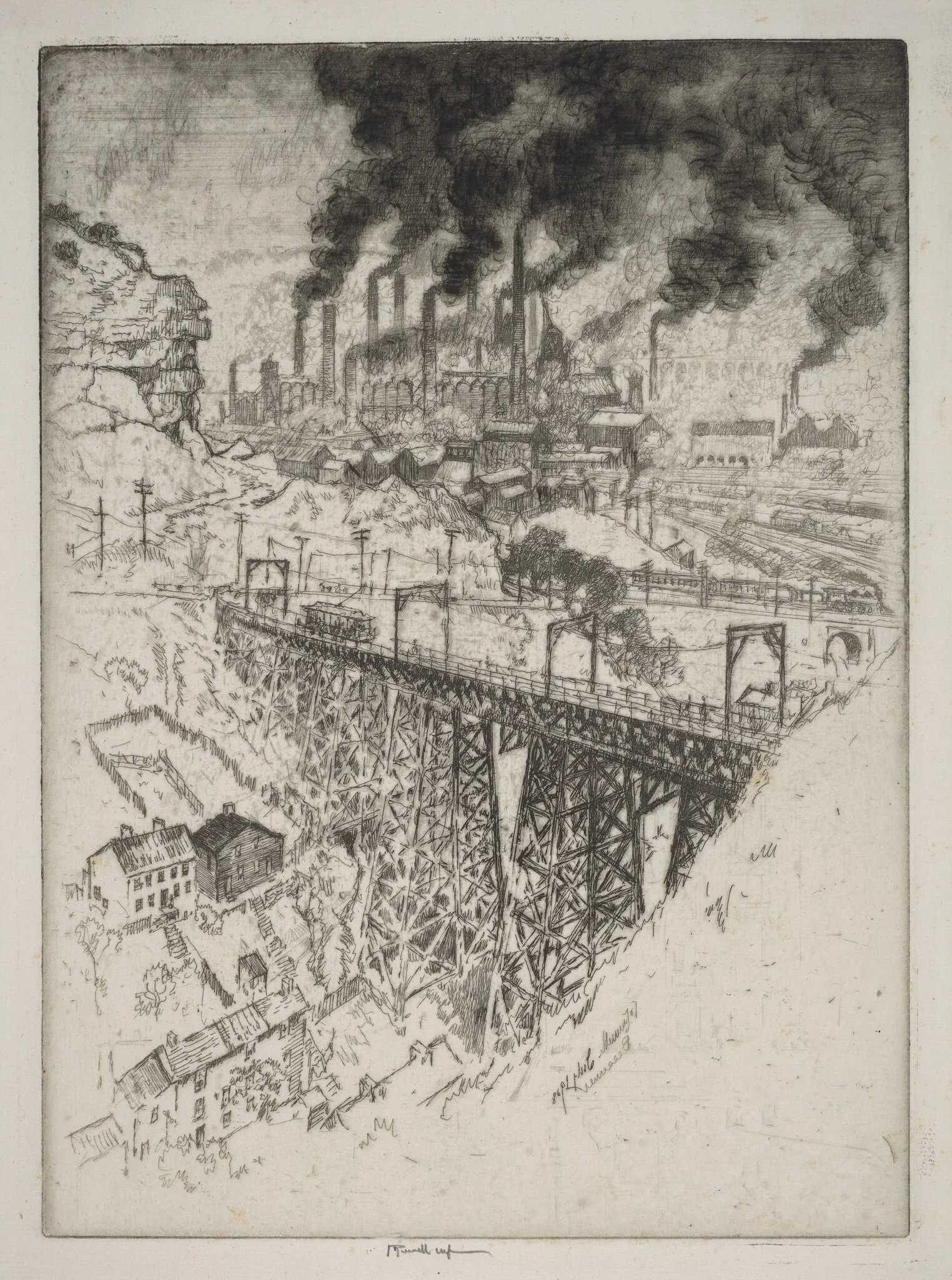 Edgar Thomson Works, Bessemer, by Joseph Pennell, ink, 1909