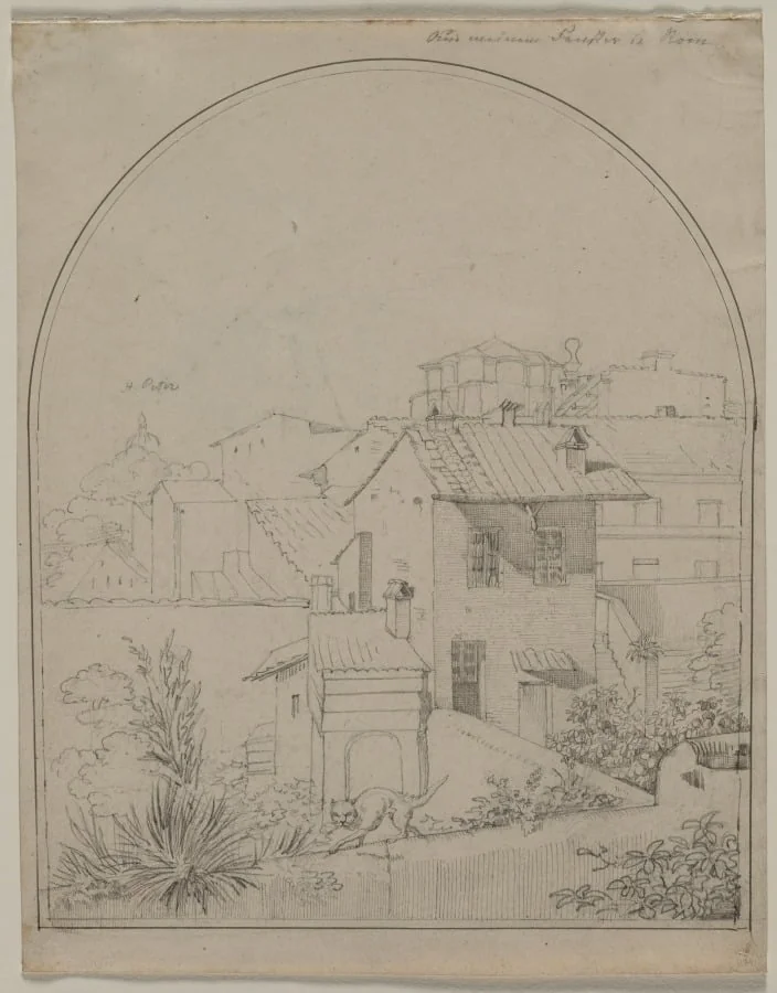 View from My Window in Rome (recto), by Carl Ludwig Tischbein, 1819