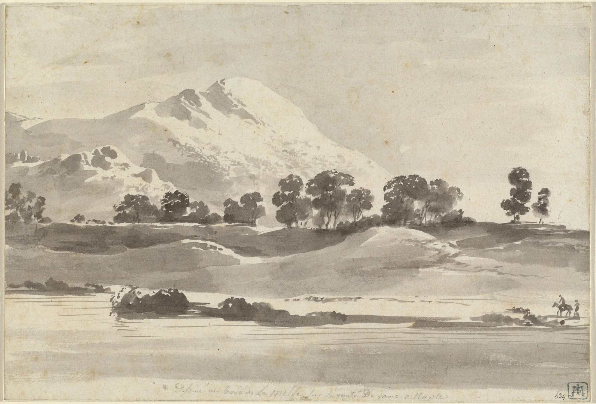 Mount Cairo from across the Melfa River, by Jean-Jacques de Boissieu, 1766