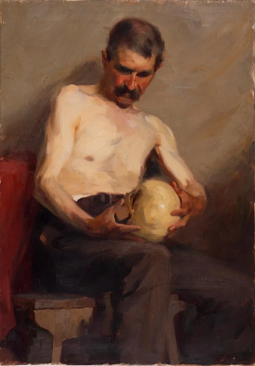 Study of seated man with skull, by Geralis Apostolos