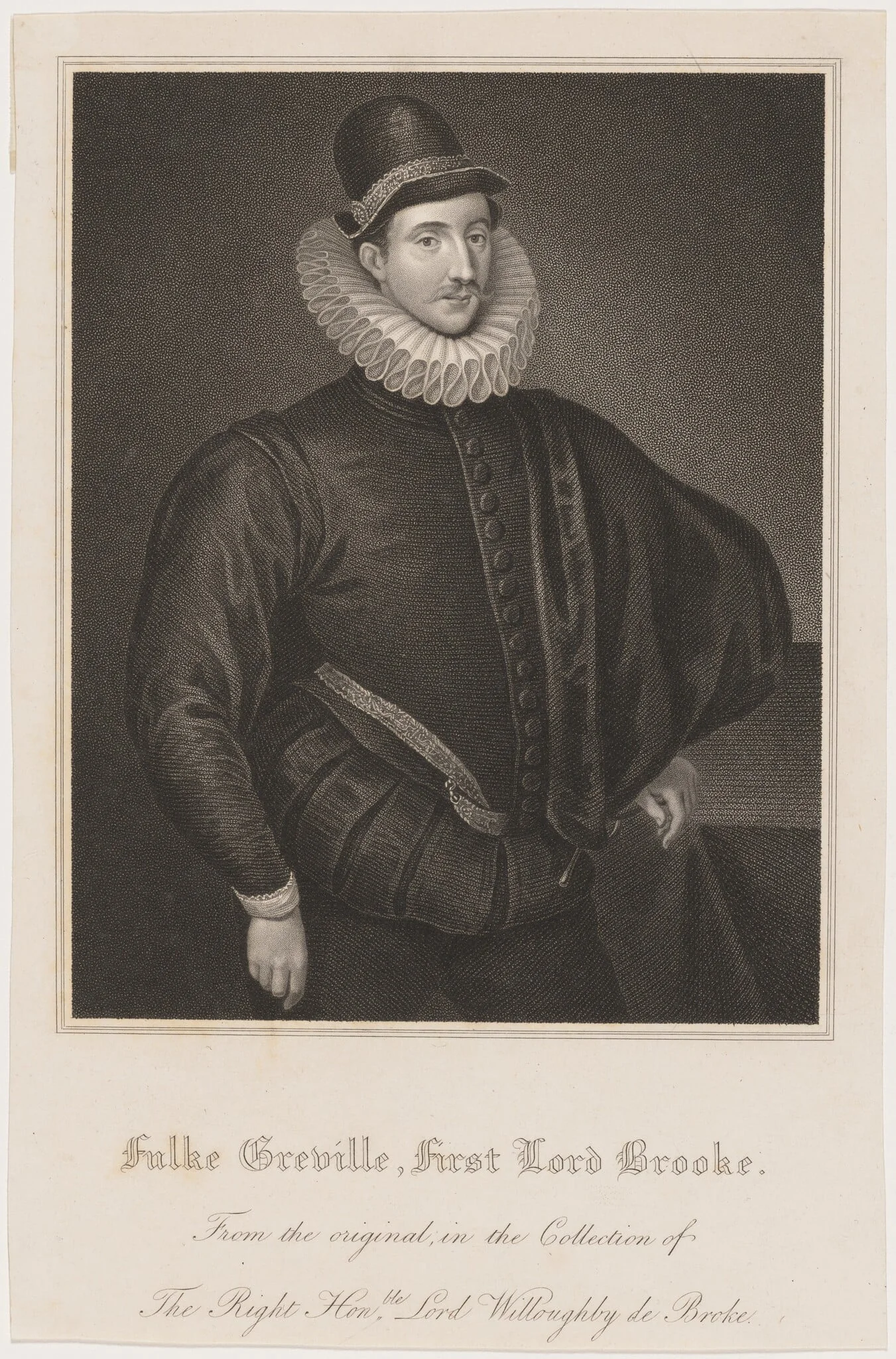 Fulke Greville, First Lord Brooke, Poet, by Unknown 19th Century, ink, 1850