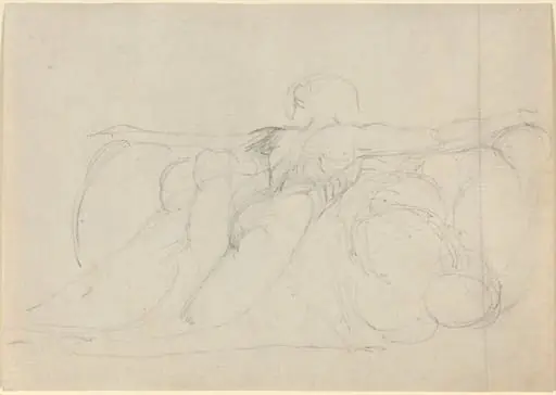 A Man Seen from Behind, Rising on Clouds