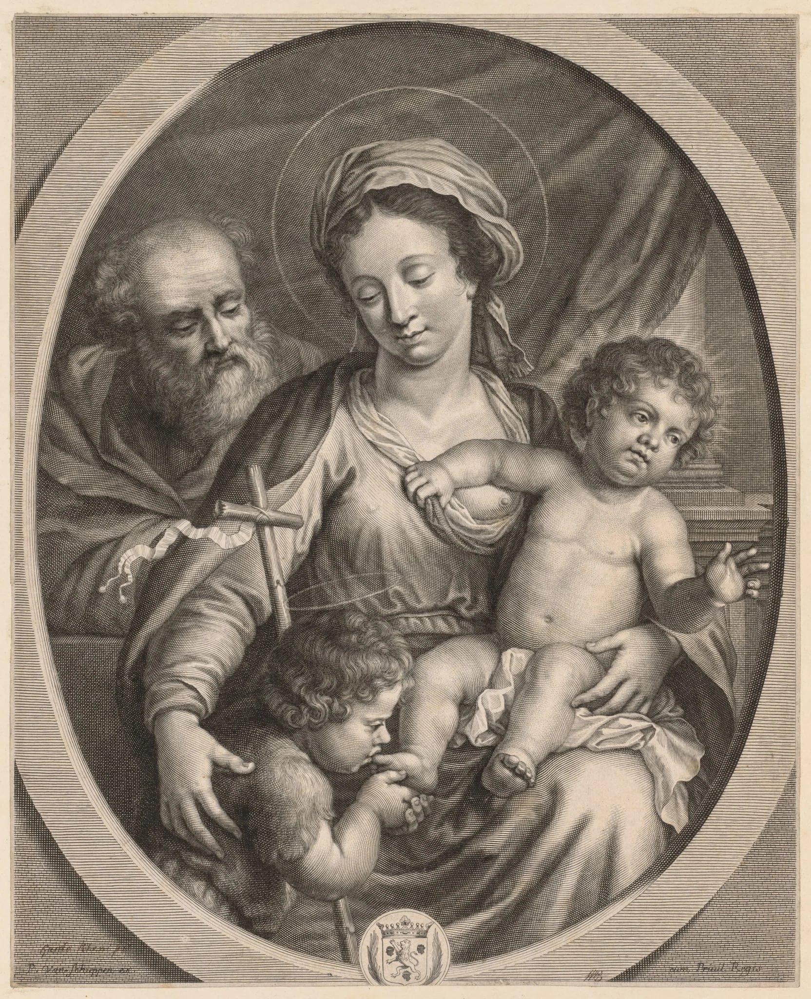 Holy Family and S. John, by Pierre Louis van Schuppen, 1675