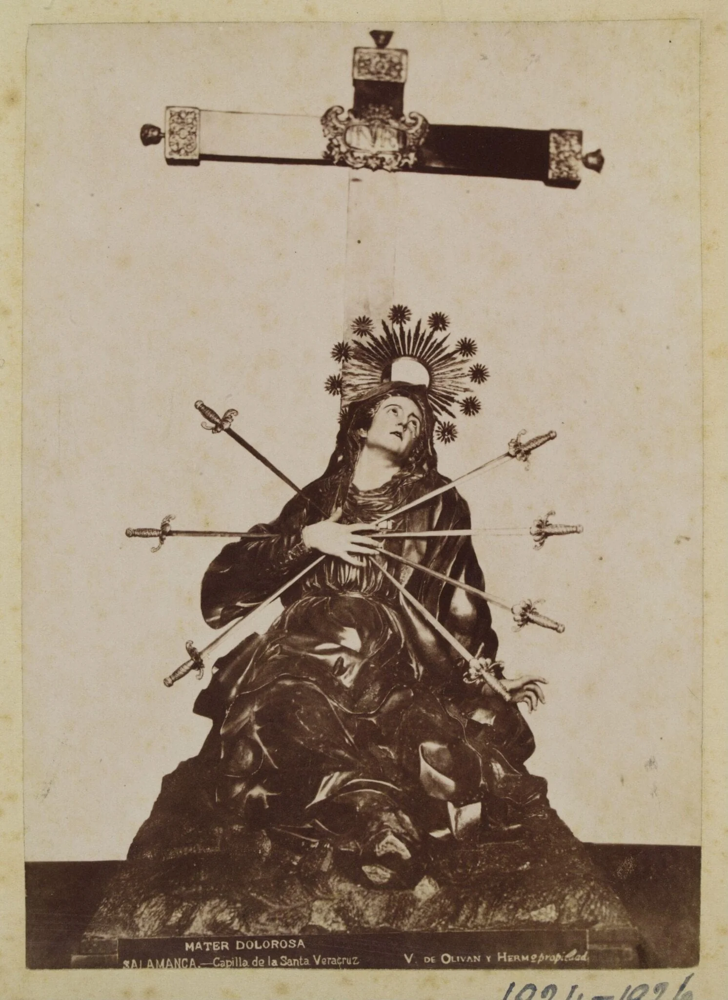 Mater Dolorosa sculpture from the Capilla de Vera Cruz, by Venancio Gombáu Santos, photographic, 1850