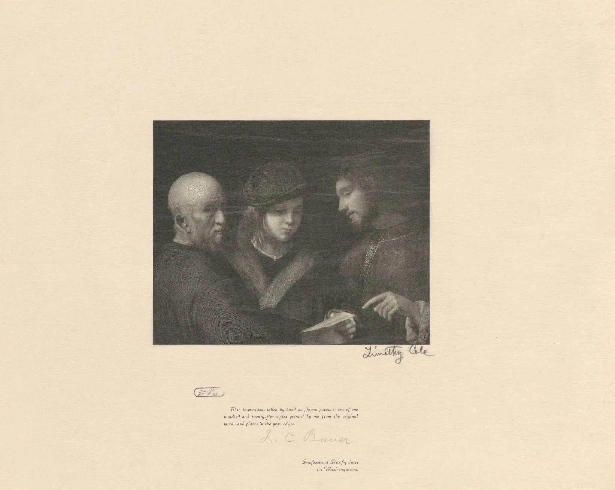 The Three Ages of Man, by Timothy Cole, ink, 1892