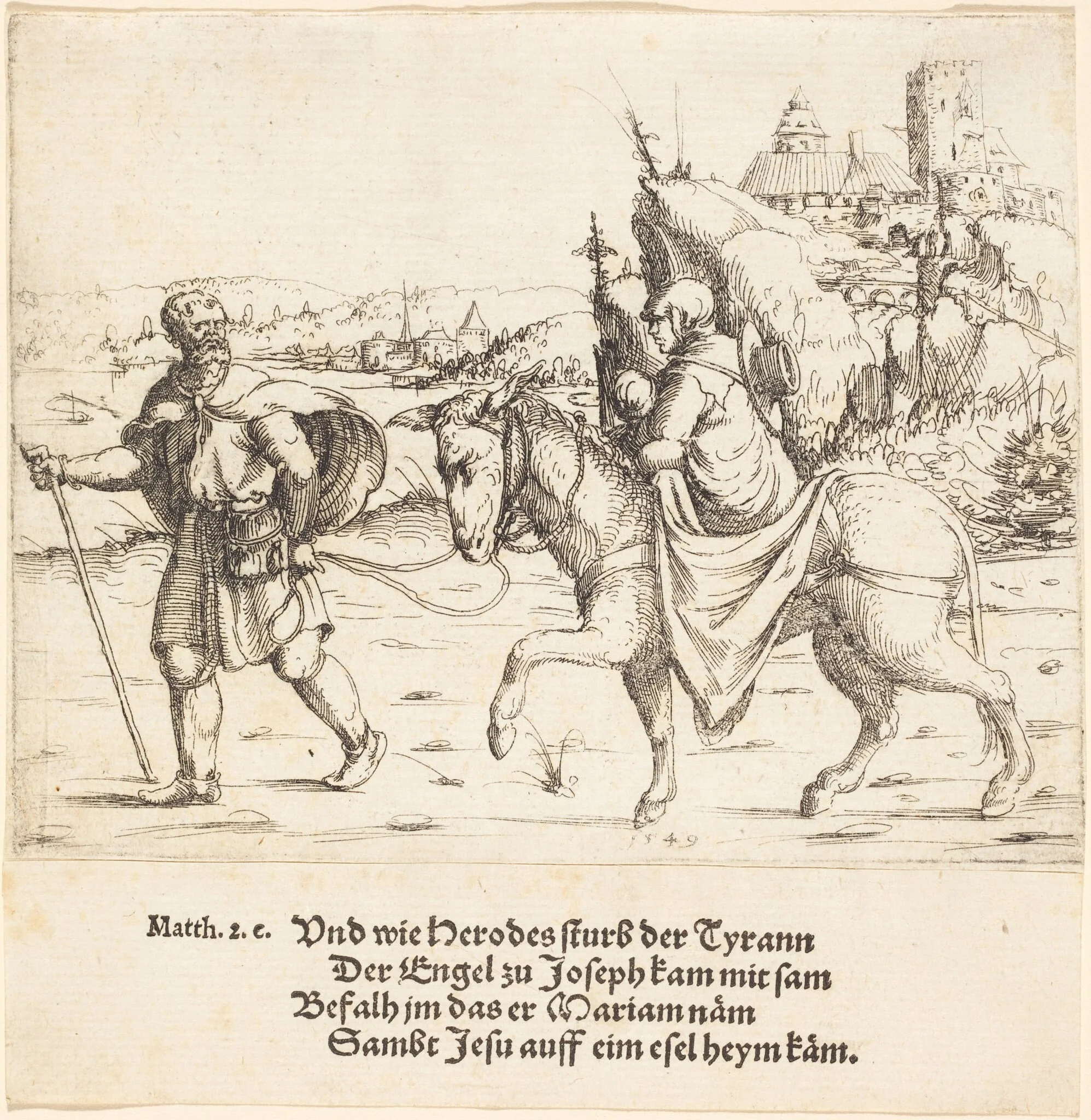 The Holy Family Returns from Egypt, by Augustin Hirschvogel, ink, 1549