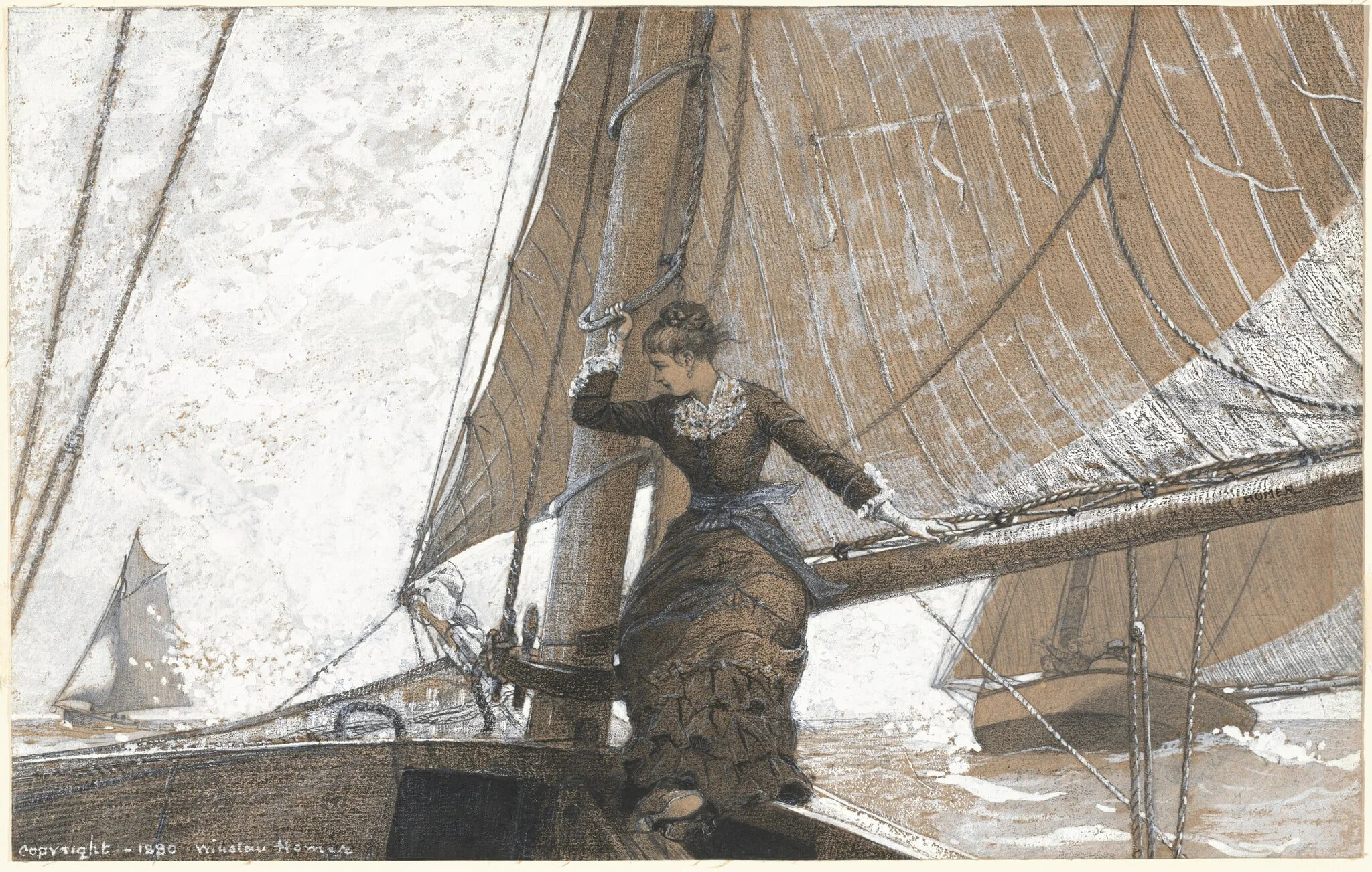 Yachting Girl, by Winslow Homer, graphite, 1880