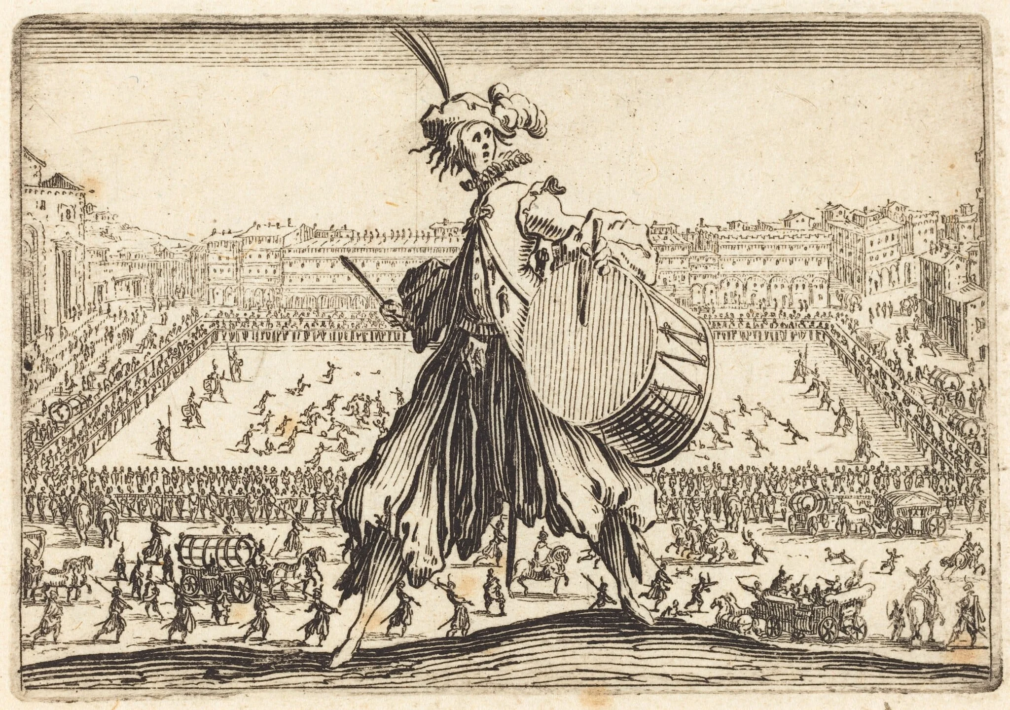 Piazza Santa Croce, Florence, by Jacques Callot, ink, 1622
