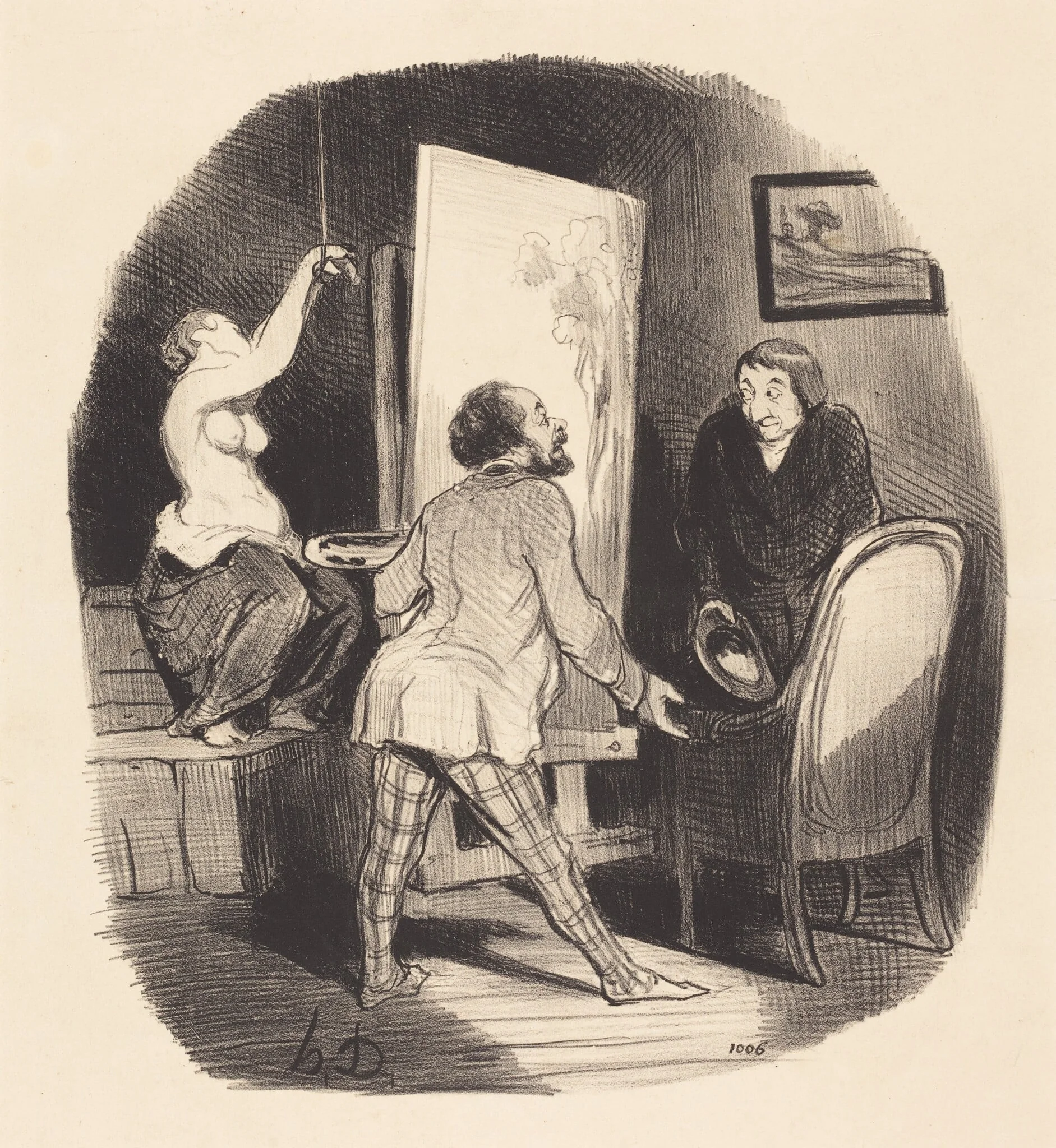 Une Position difficile, by Honoré Daumier, ink, 1847
