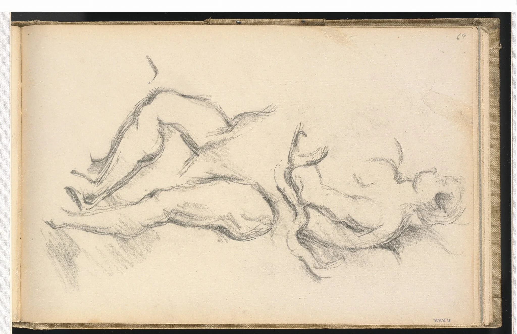Study of the Allegorical Figure of the Genius of Health from Rubens' "The Birth of Louis XIII at Fontainbleau", by Paul Cezanne, graphite, 1896