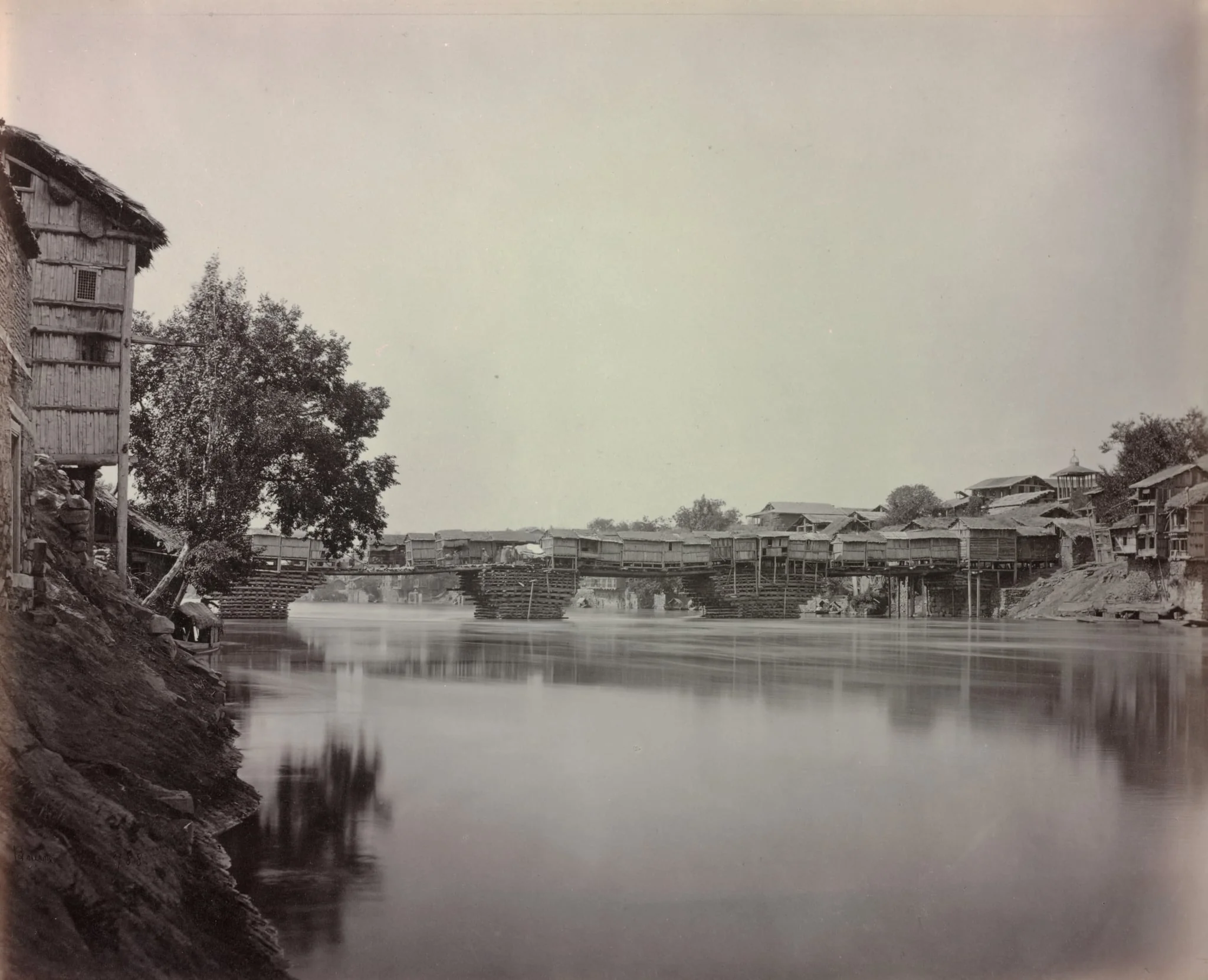 Bridge of Shops, Srinagar, Kashmir, by Samuel Bourne, 1864