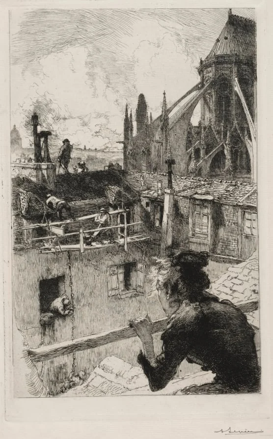 Sur les Toits pres Notre Dame, by Auguste Lepère, 1893