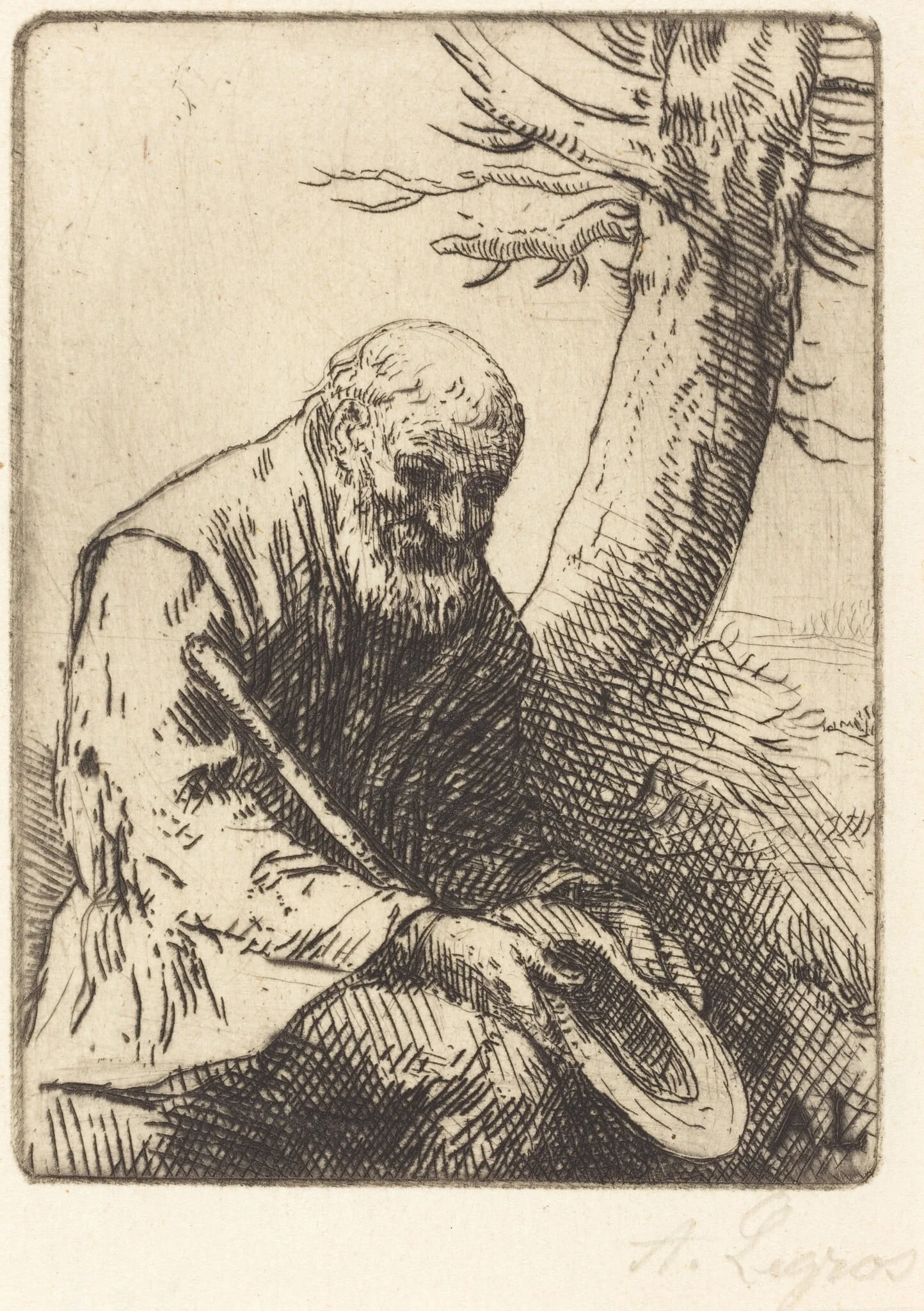 Beggar with Hat in Hand (Mendiant avec son chapeau a la main), by Alphonse Legros, ink, 1874