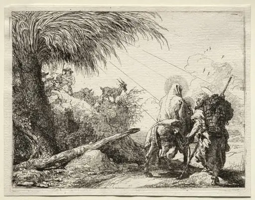 Flight into Egypt:  The Holy Family and the Palm Tree