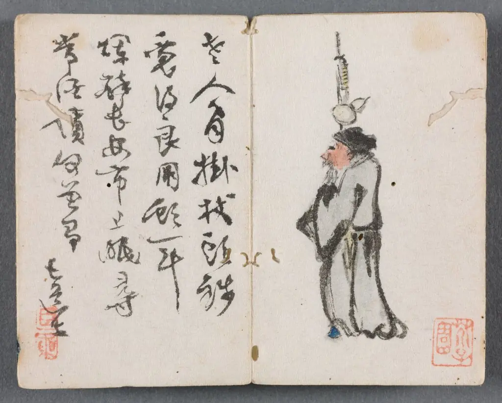 Miniature Album with Figures and Landscape (Man with Staff)
