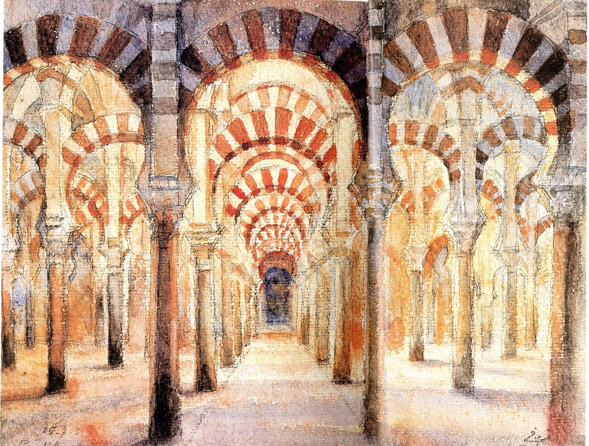 Córdoba, the Grand Mosque, by Moustafa Farroukh, watercolor, 1939