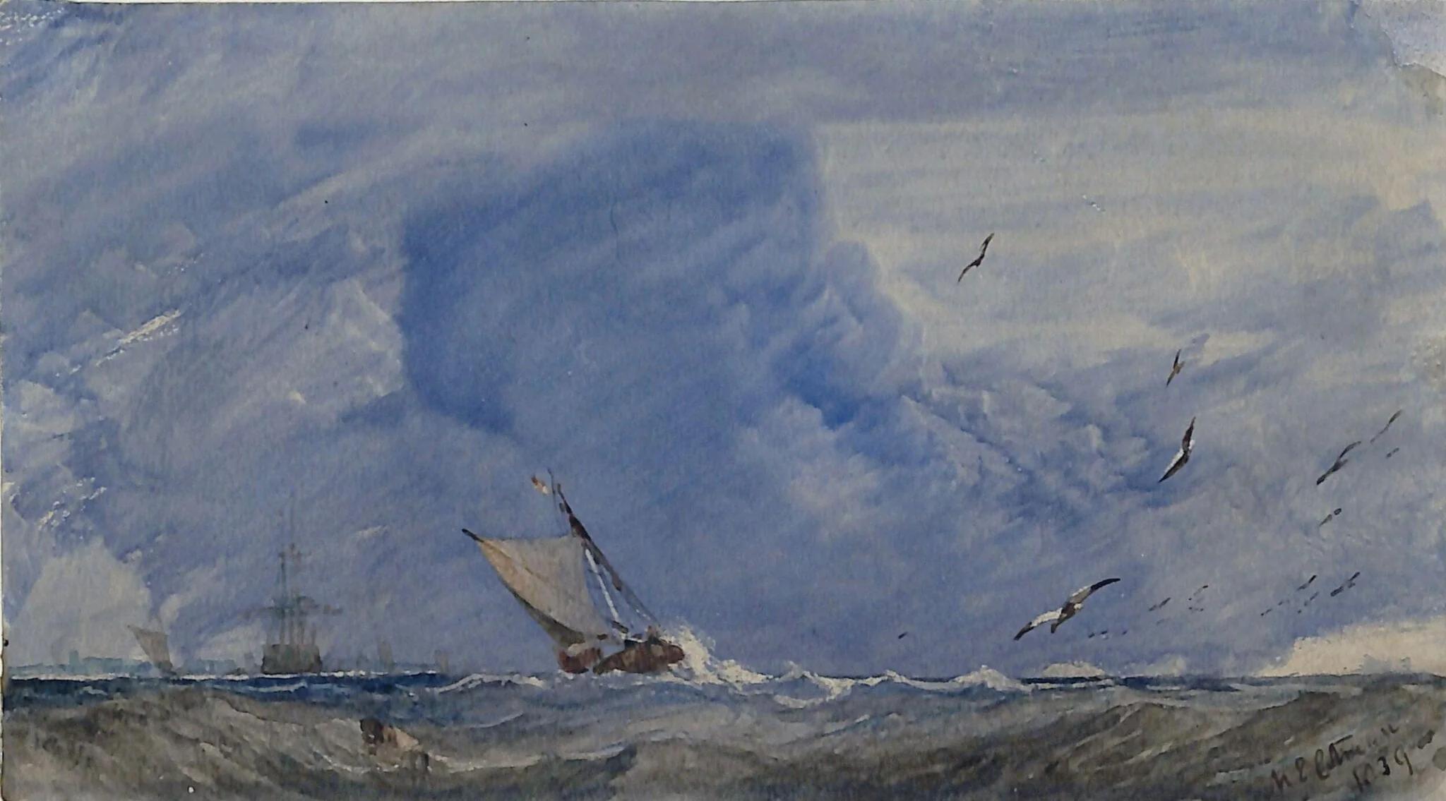 Seascape with sailing boats