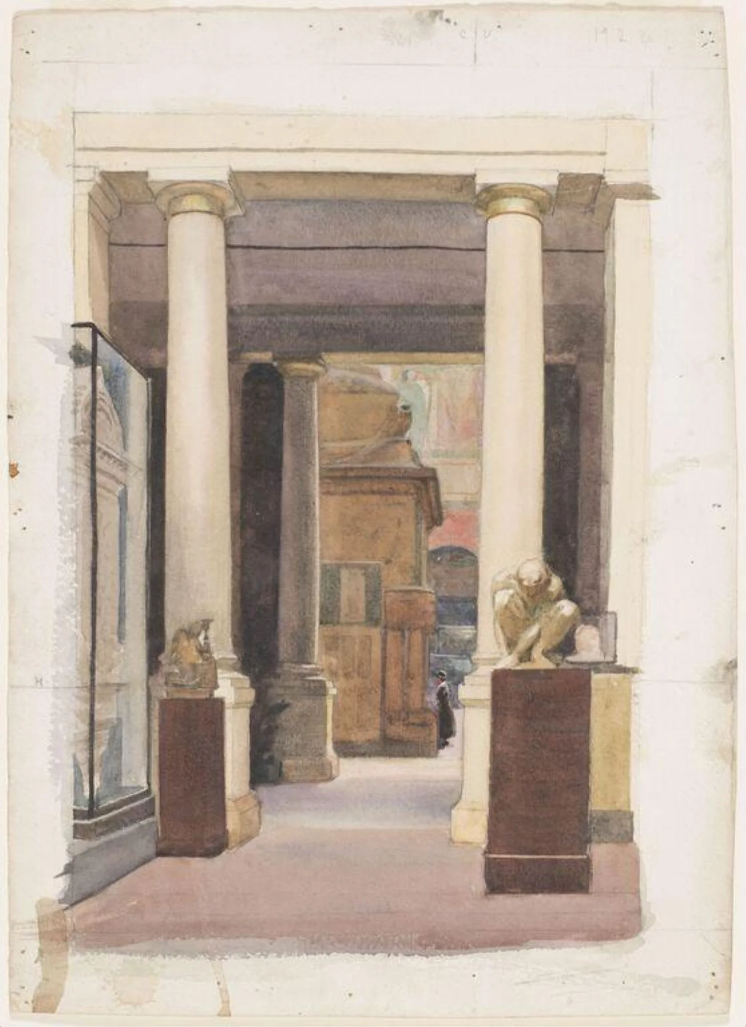 The entrance to the Cast Court containing Trajan's Column at the Victoria and Albert Museum