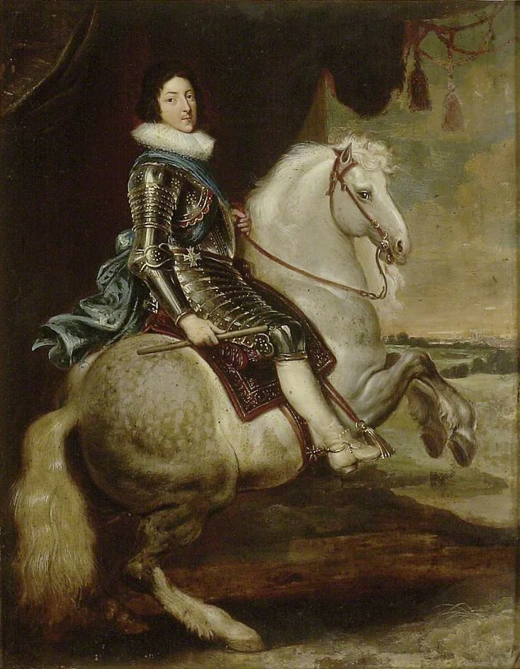 Louis XIII on Horseback, by Unknown, oil, 1622