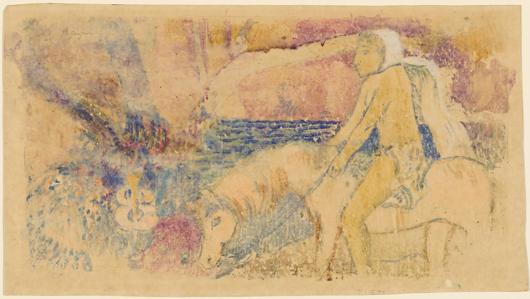 The Rider, by Paul Gauguin, gouache, 1902