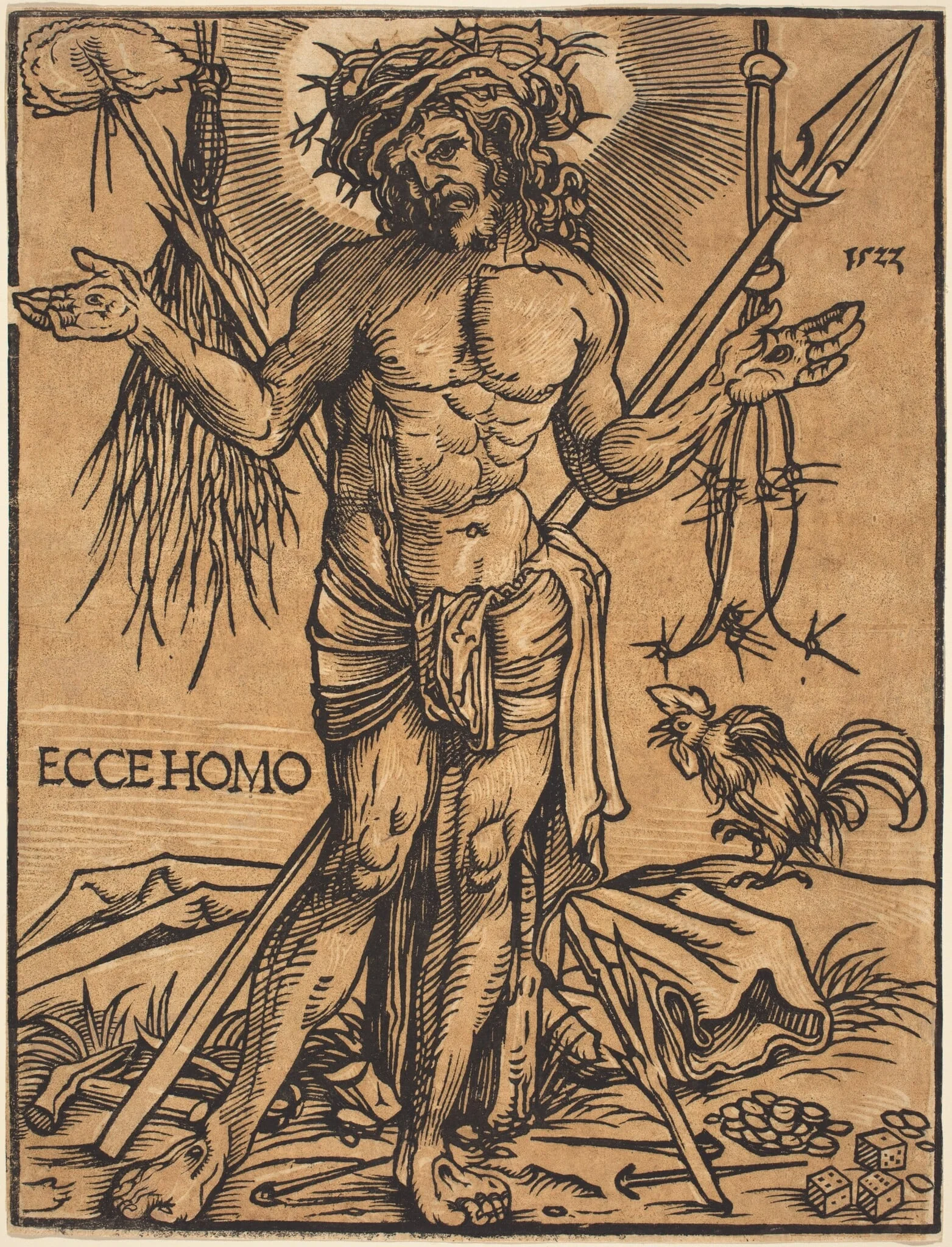 The Man of Sorrows Standing, by Weiditz, II, Hans, ink, 1522