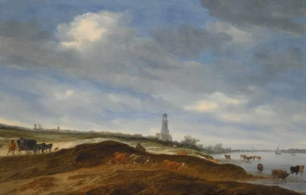 Landscape with view on Rhenen, by Salomon van Ruysdael, oil, 1659