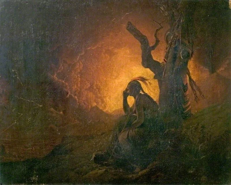 The Widow of an Indian Chief Watching the Arms of Her Deceased Husband