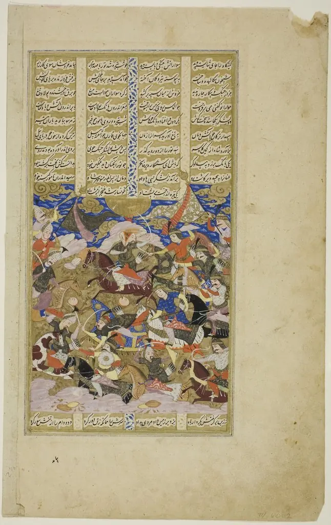 Manuchehr Kills Tur, Manuscript from Shahnama