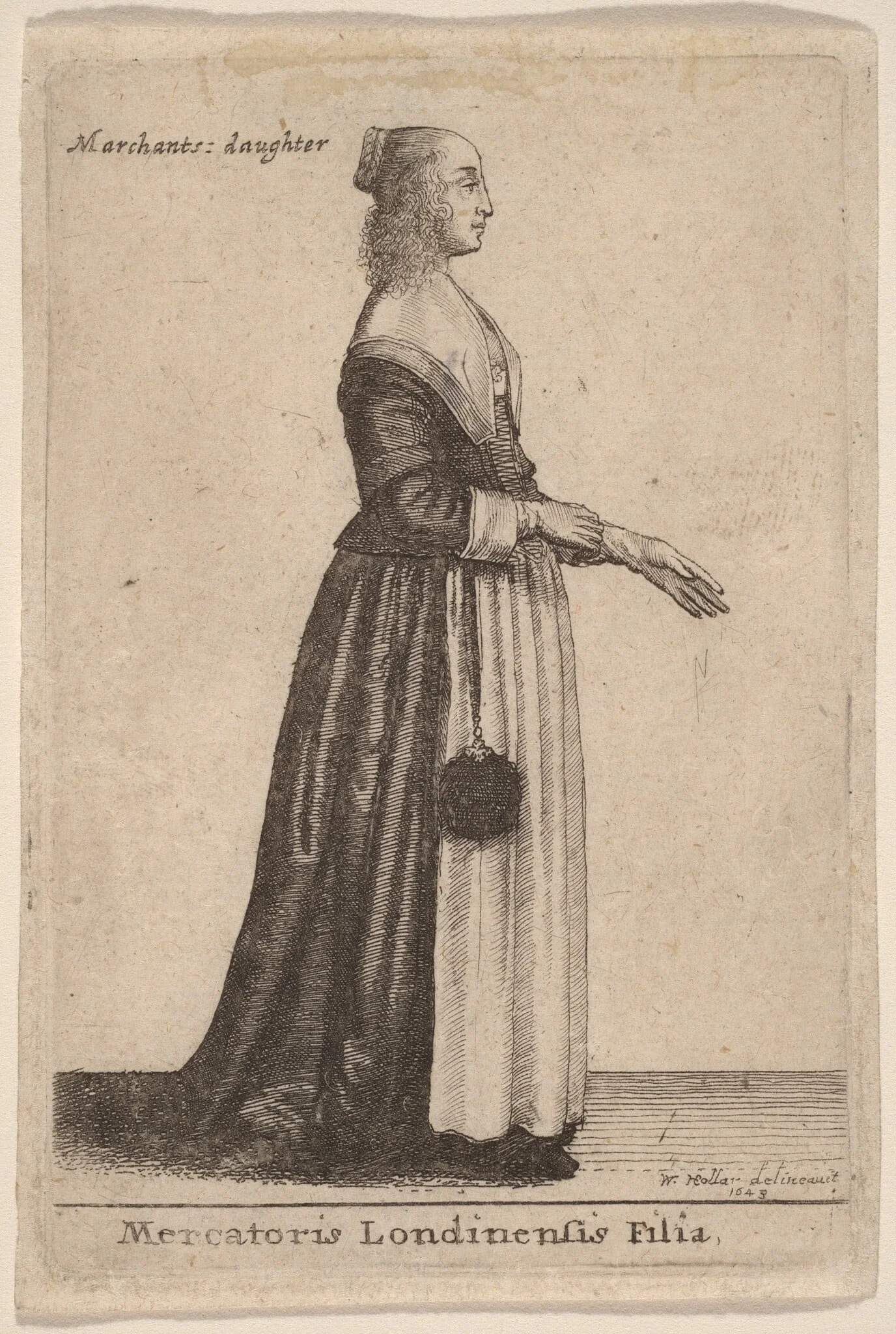 Mercatoris Londinensis Filia, by Wenceslaus Hollar, ink, 1643