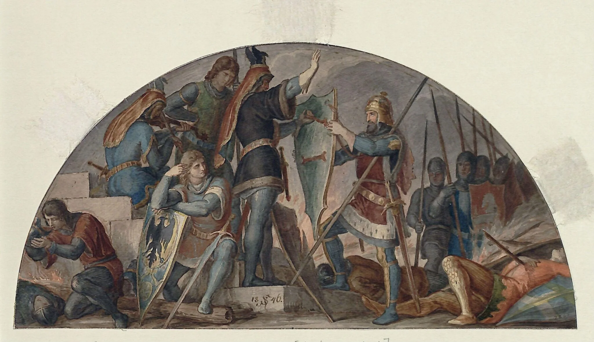 Rudiger gives his shield to Hagen