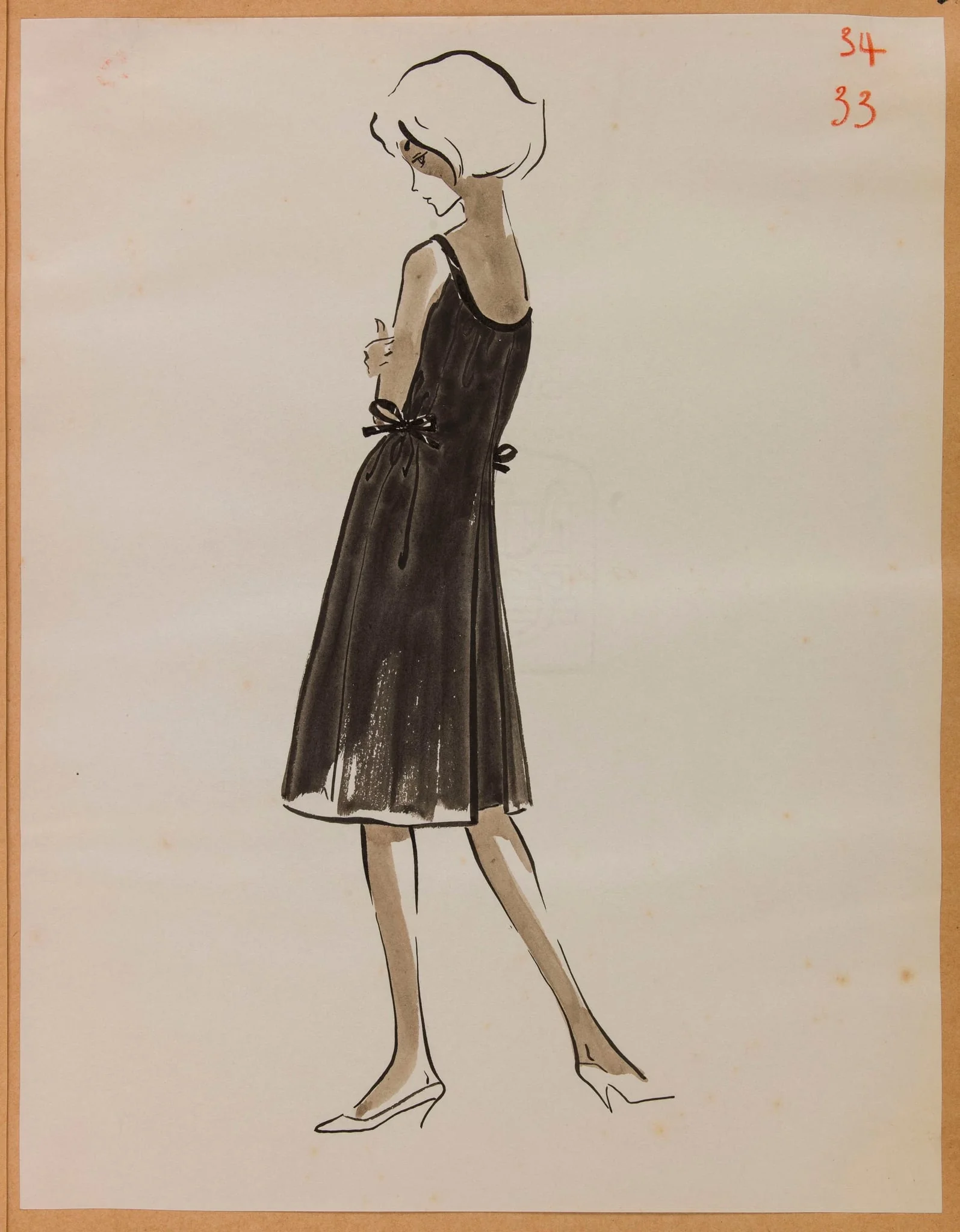 Robe noire nouée sur les hanches, by Marie-Louise Carven, 1957