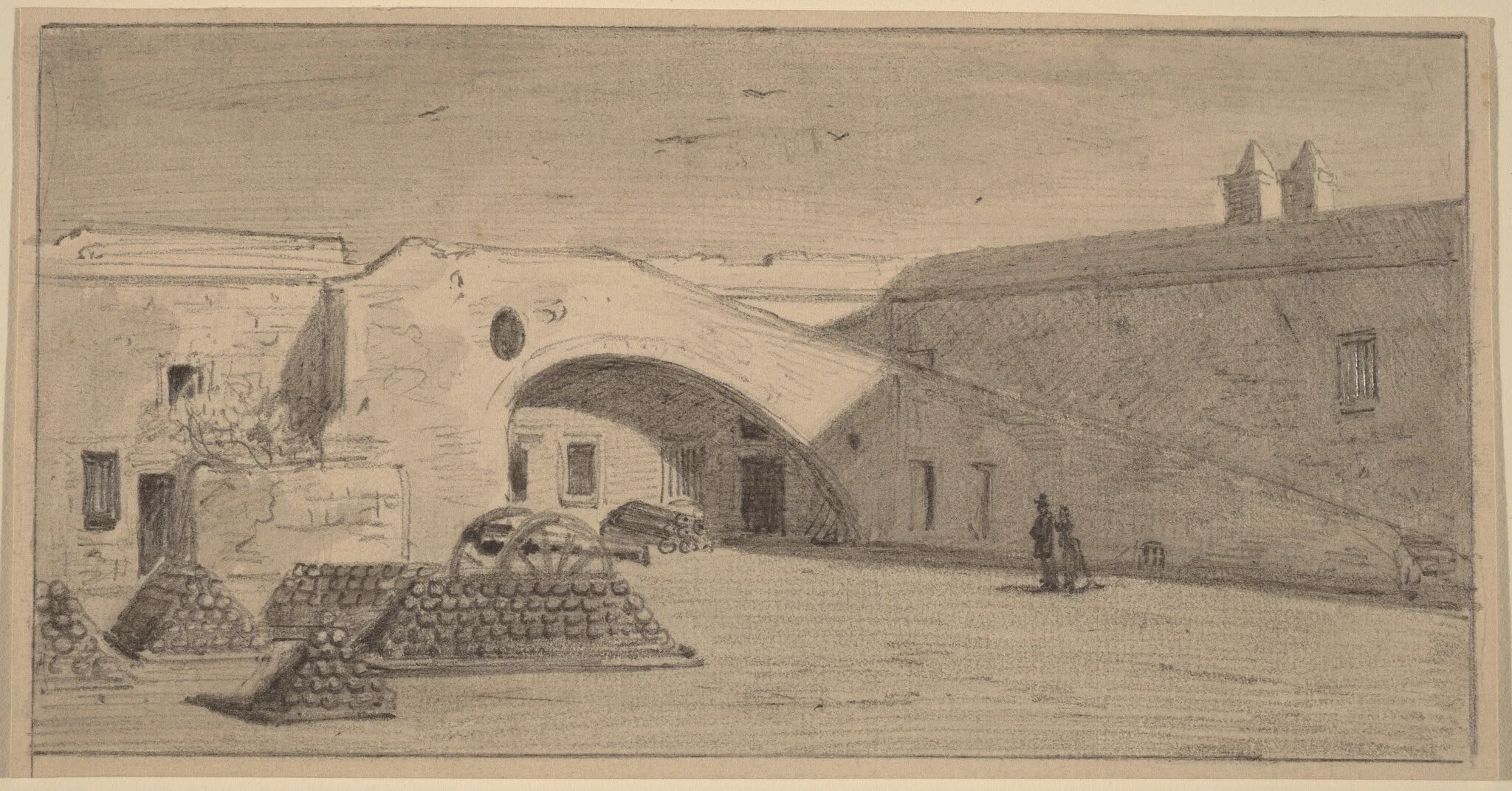 Fort Marion, Florida, by James Wells Champney, graphite, 1874