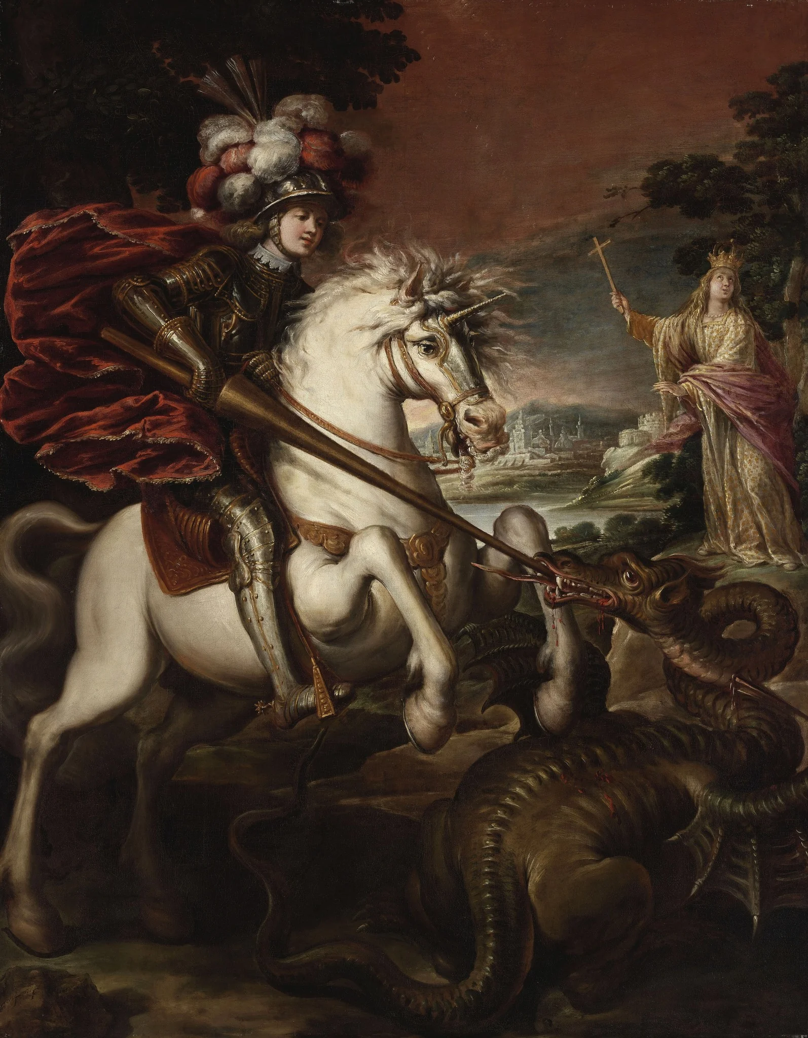 Saint George Slaying the Dragon, by Francisco Fernández, oil, 1650