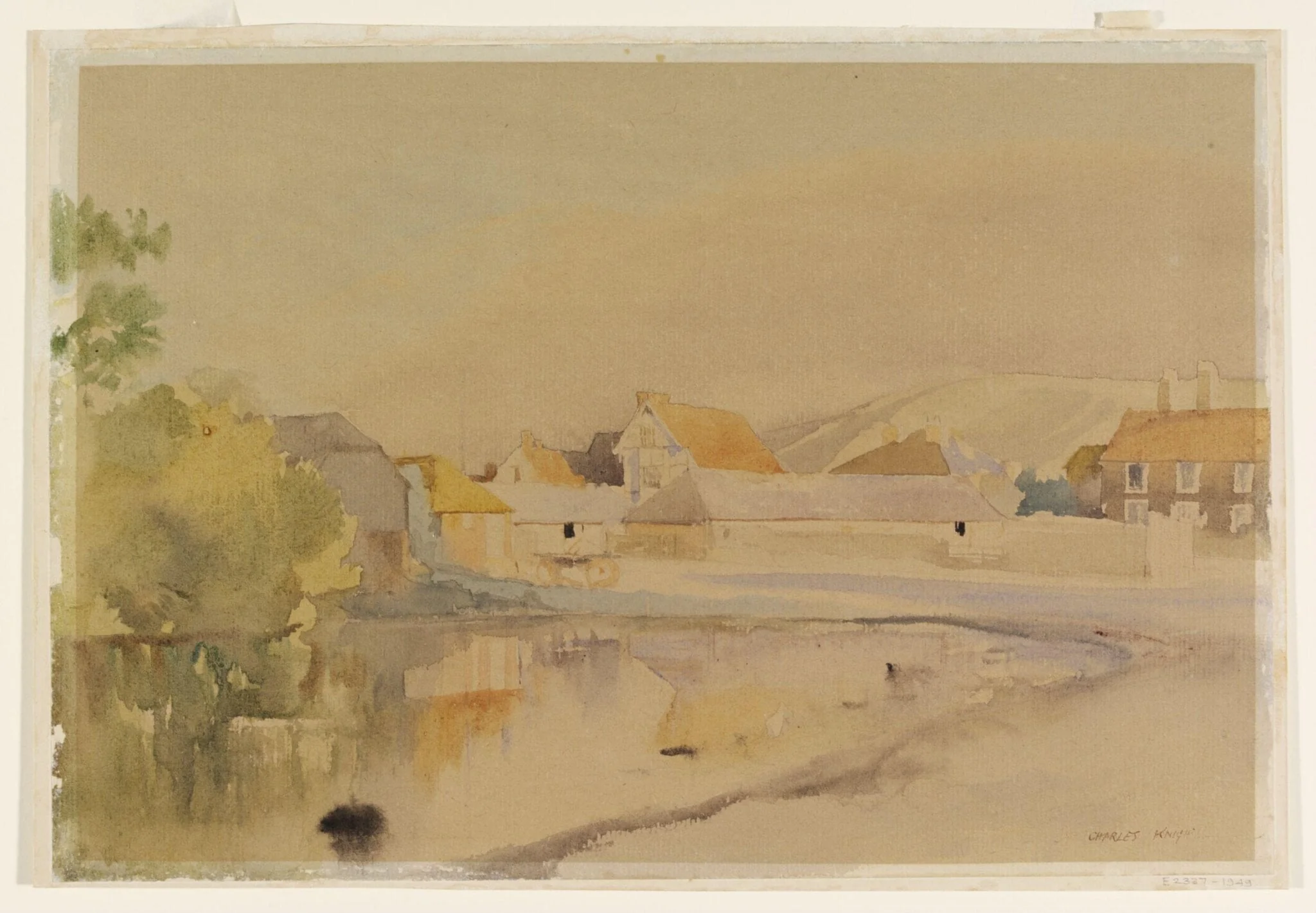 The Pond, Ditchling, by Charles Knight, watercolor, 1940