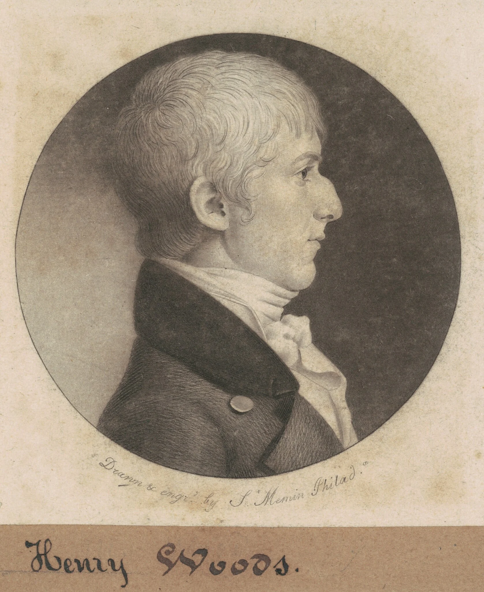 Henry Woods, by Charles Balthazar Julien Févret de Saint-Mémin, ink, 1802