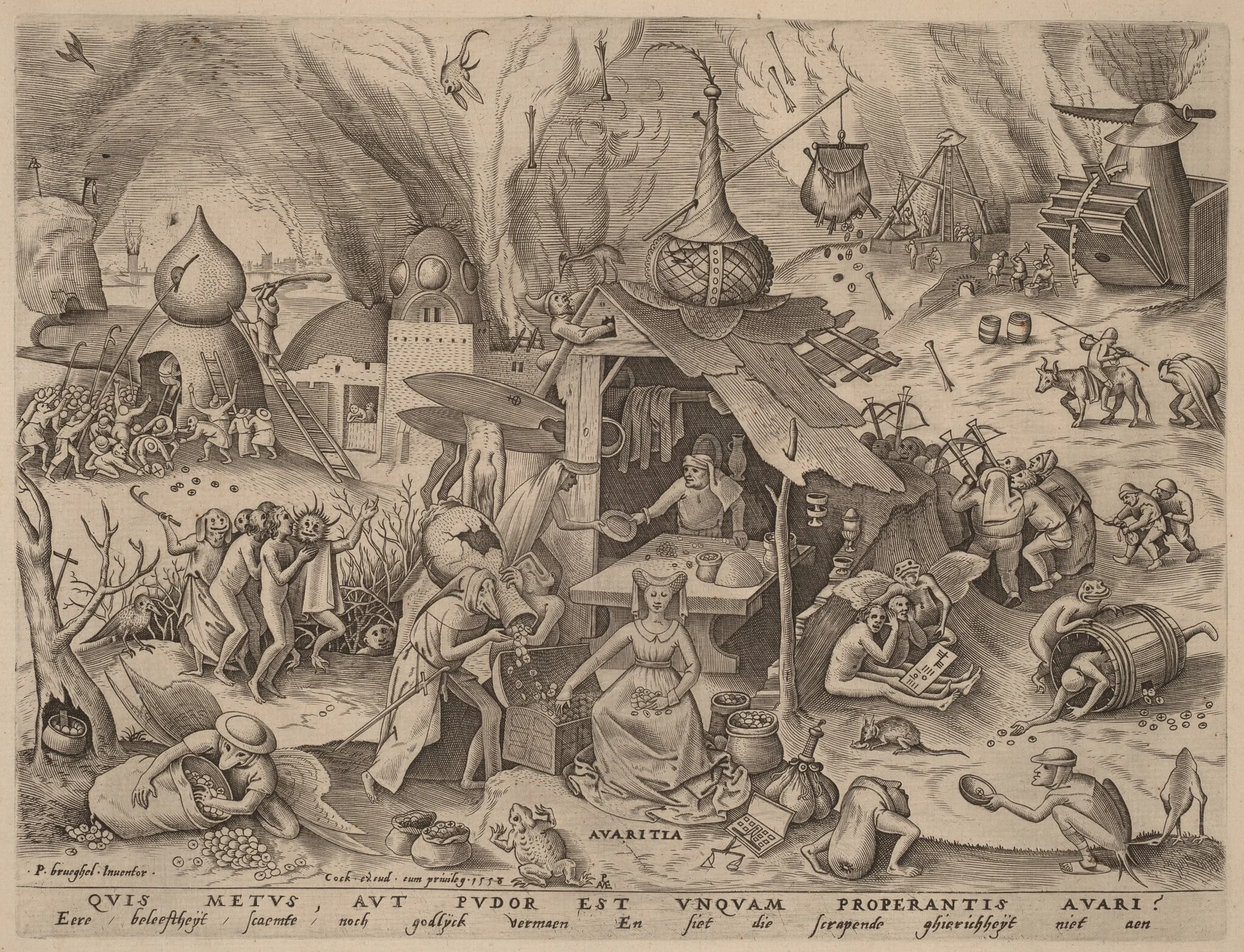 Avarice, by Pieter van der Heyden, ink, 1558