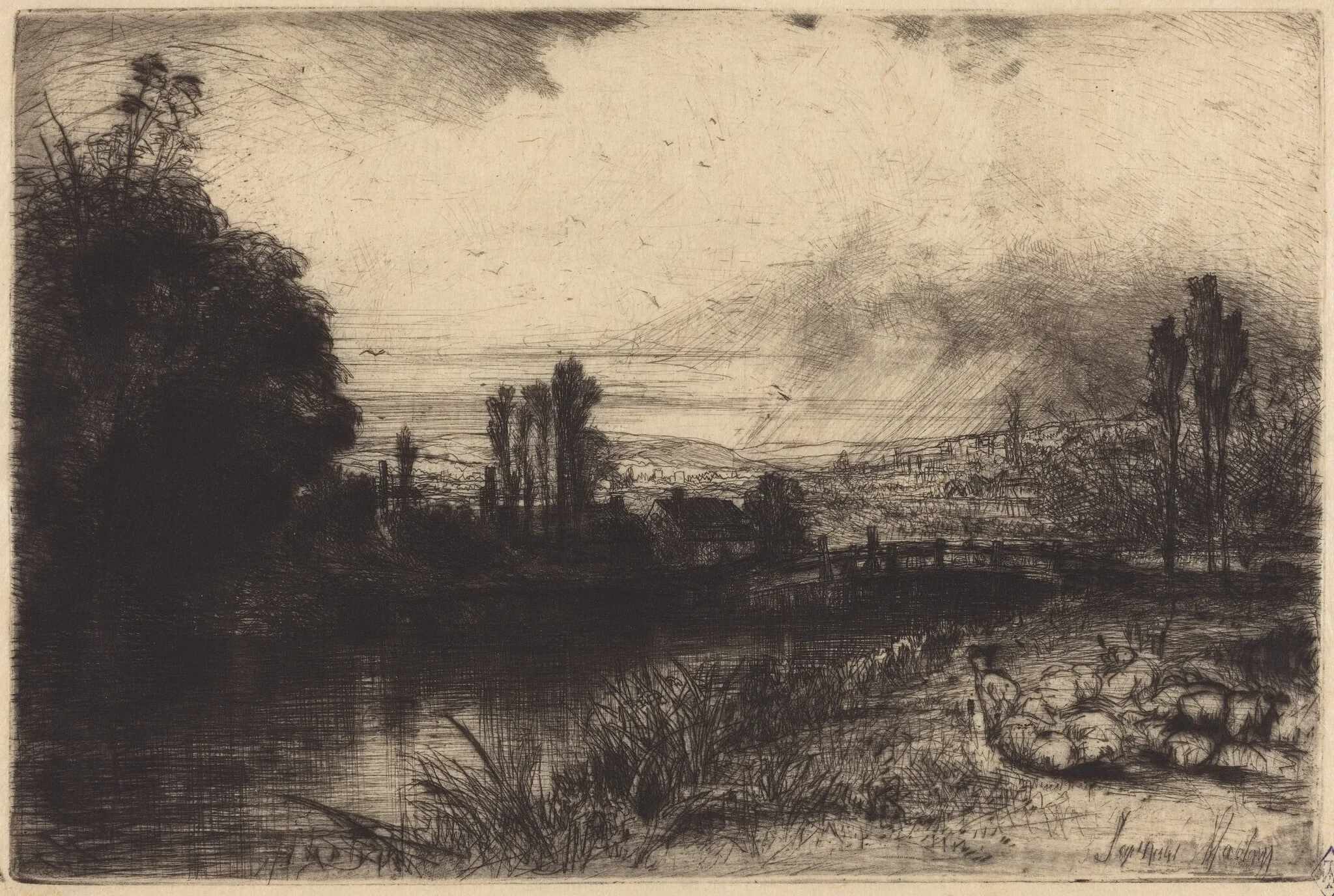 On the Test, by Francis Seymour Haden, ink, 1859
