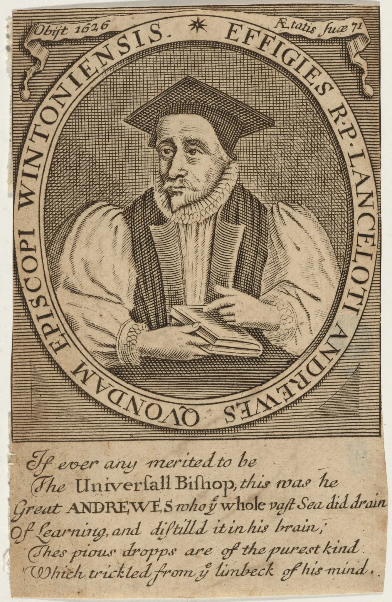 Lancelot Andrewes, by John Payne, ink, 1632
