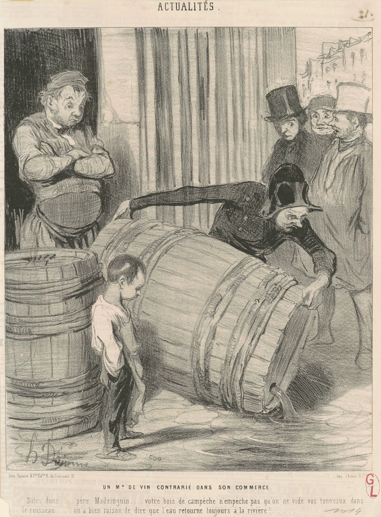 Un marchand de vin contrarié dans son commerce, by Honoré Daumier, ink, 1843