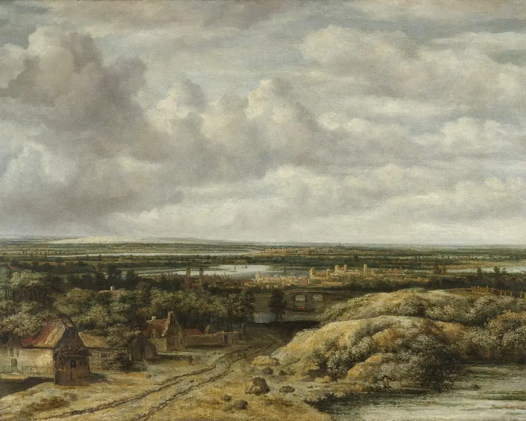 Distant View with Cottages along a Road